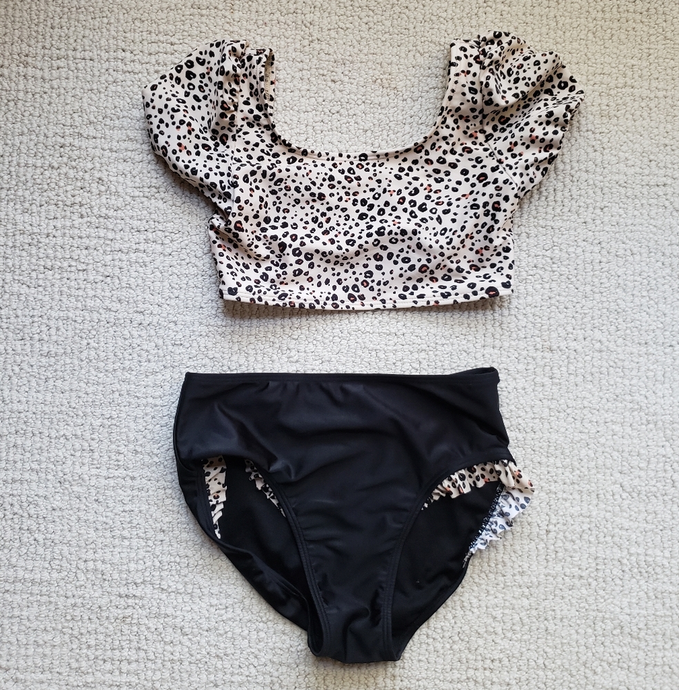 Cat & Jack Black and Leopard Print Kids Bikini